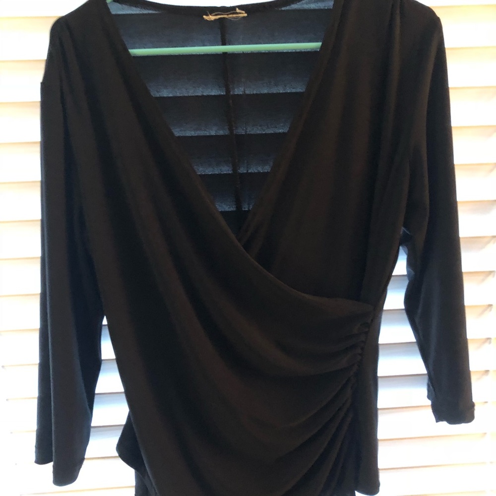 Black V-neck blouse